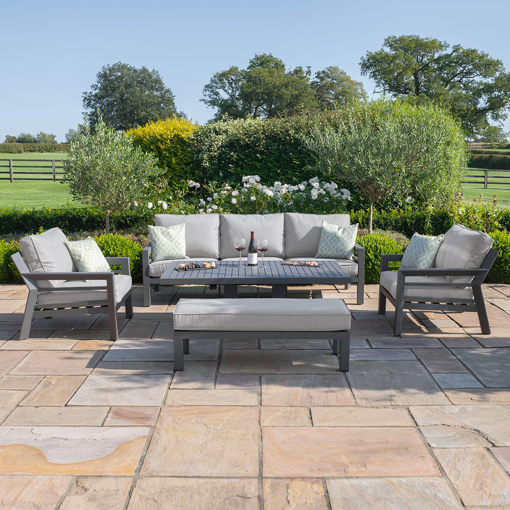 Maze - New York 3 Seat Sofa Aluminium Sofa Set with Rising Table - Dove Grey