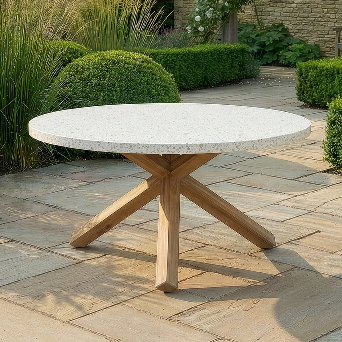 Maze - Antigua 6 Seat Round Garden Dining Table - Terrazzo