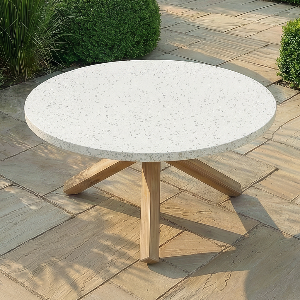 Maze - Antigua 6 Seat Round Garden Dining Table - Terrazzo