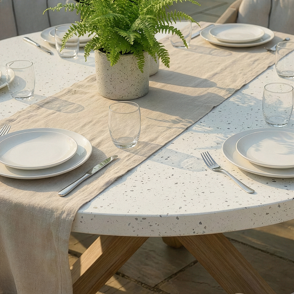 Maze - Antigua 6 Seat Round Garden Dining Table - Terrazzo