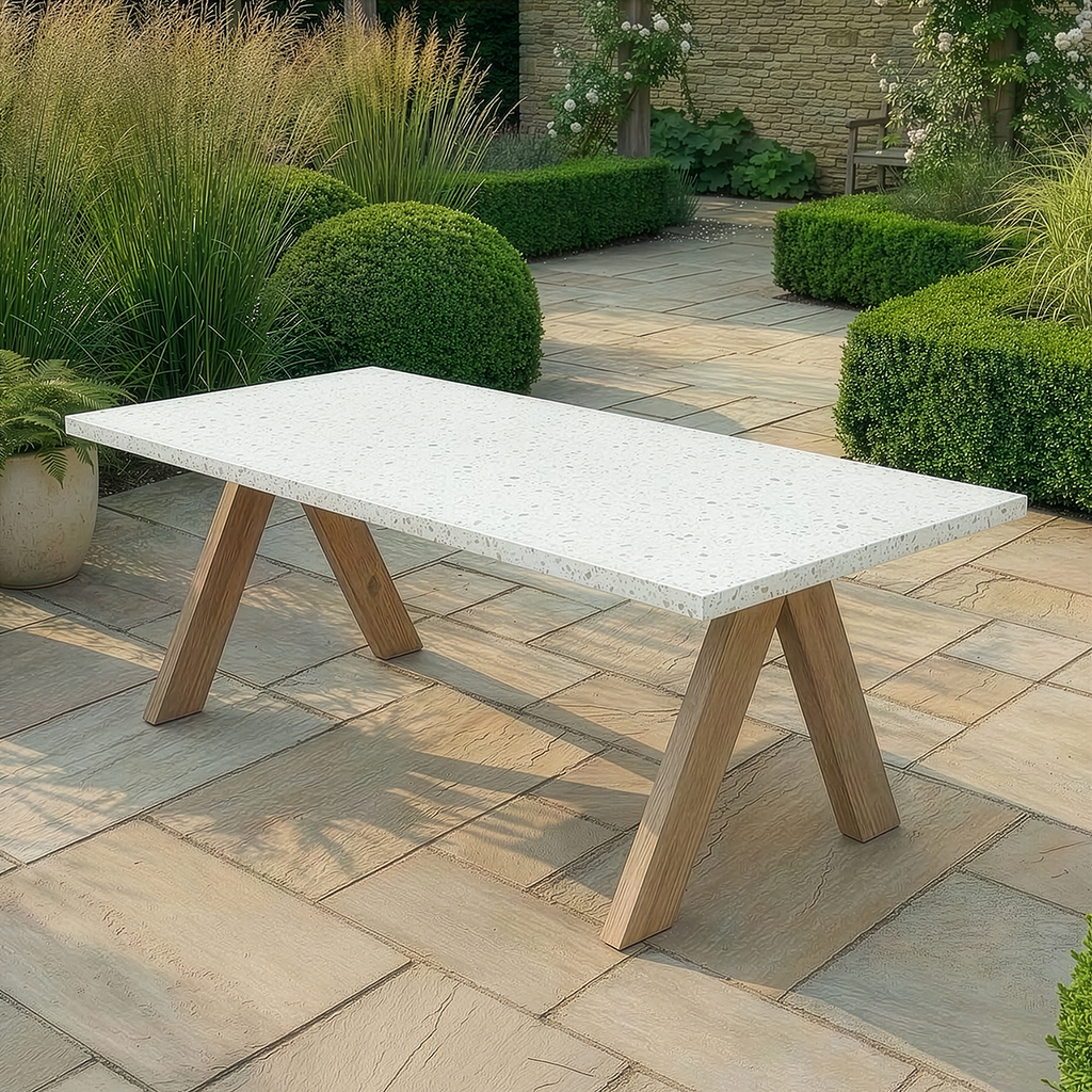 Maze - Antigua 8 Seat Rectangular Garden Dining Table - Terrazzo