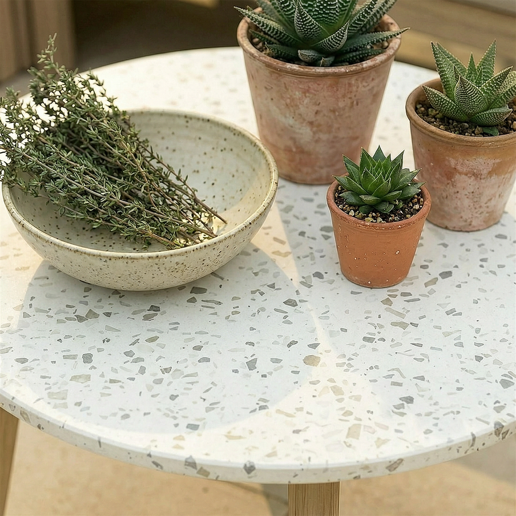 Maze - Antigua Large Round Garden Side Table - Terrazzo