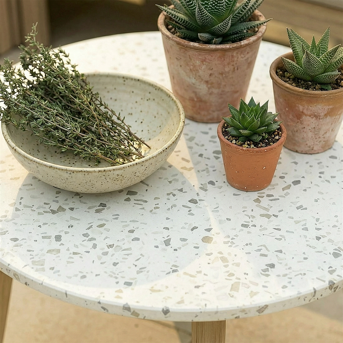 Maze - Antigua Large Round Garden Side Table - Terrazzo