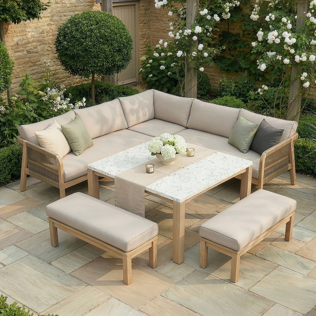 Maze - Antigua Rope Weave Square Corner Dining Sofa Set