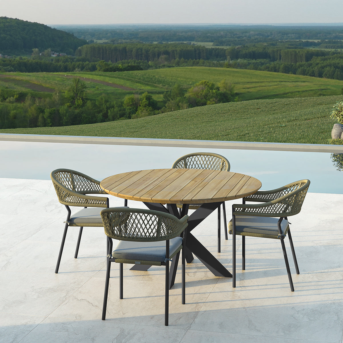 Maze - Bali Rope Weave 4 Seat Round Dining Set