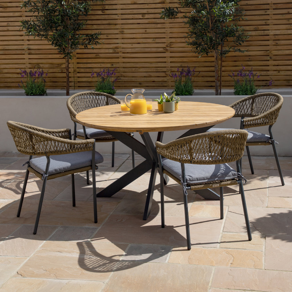 Maze - Bali Rope Weave 4 Seat Round Dining Set