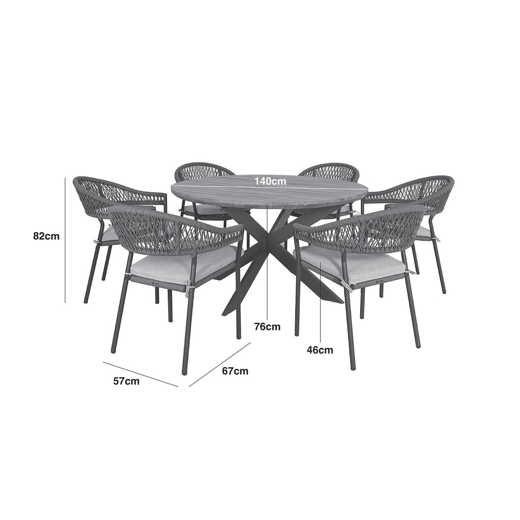 Maze - Bali Rope Weave 6 Seat Round Dining Set