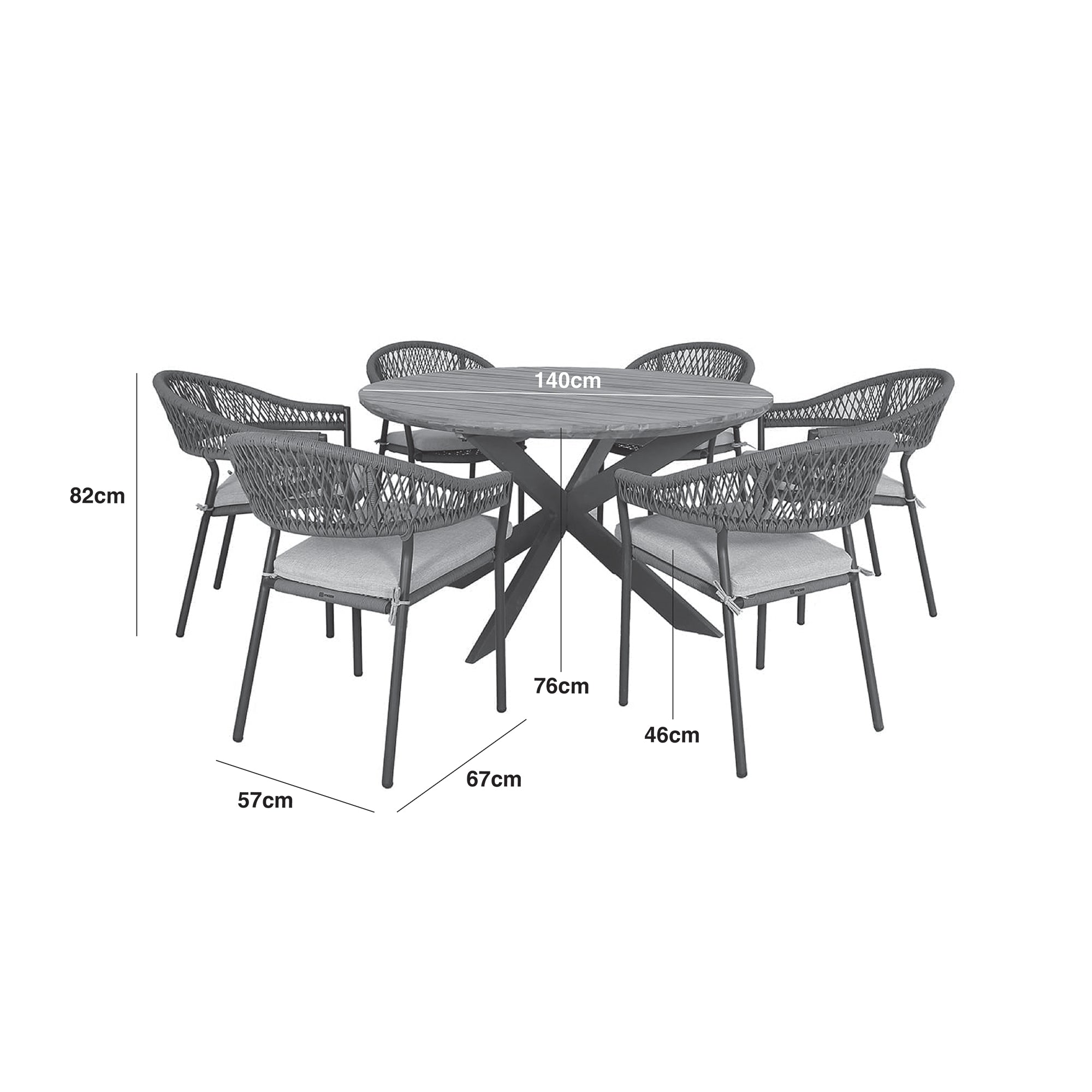 Maze - Bali Rope Weave 6 Seat Round Dining Set