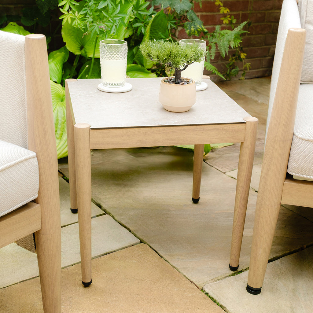 Maze Burford Furniture Aluminium Lounge Set with Square Coffee Table - Almond Outdoor Garden