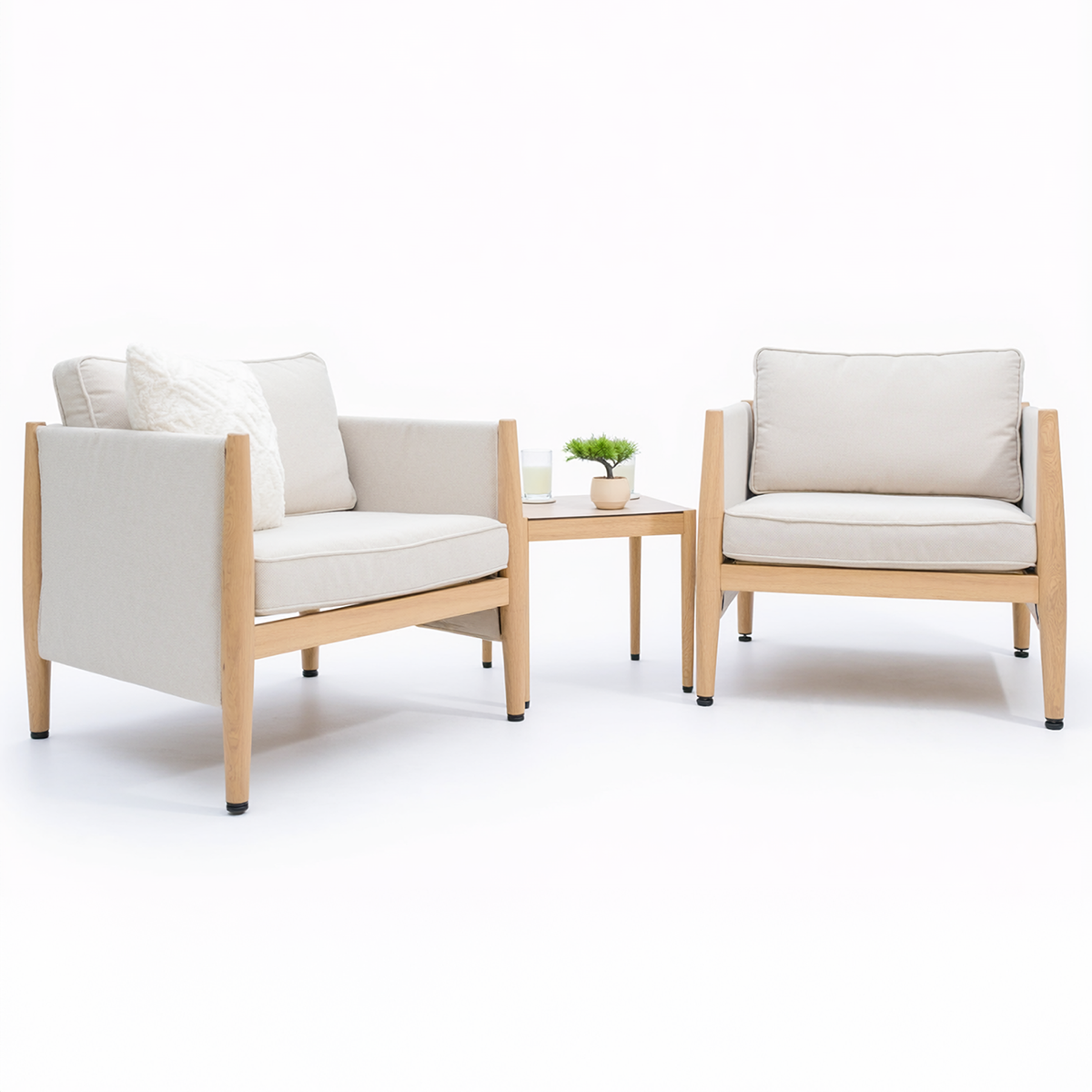 Maze Burford Furniture Aluminium Lounge Set with Square Coffee Table - Almond Outdoor Garden