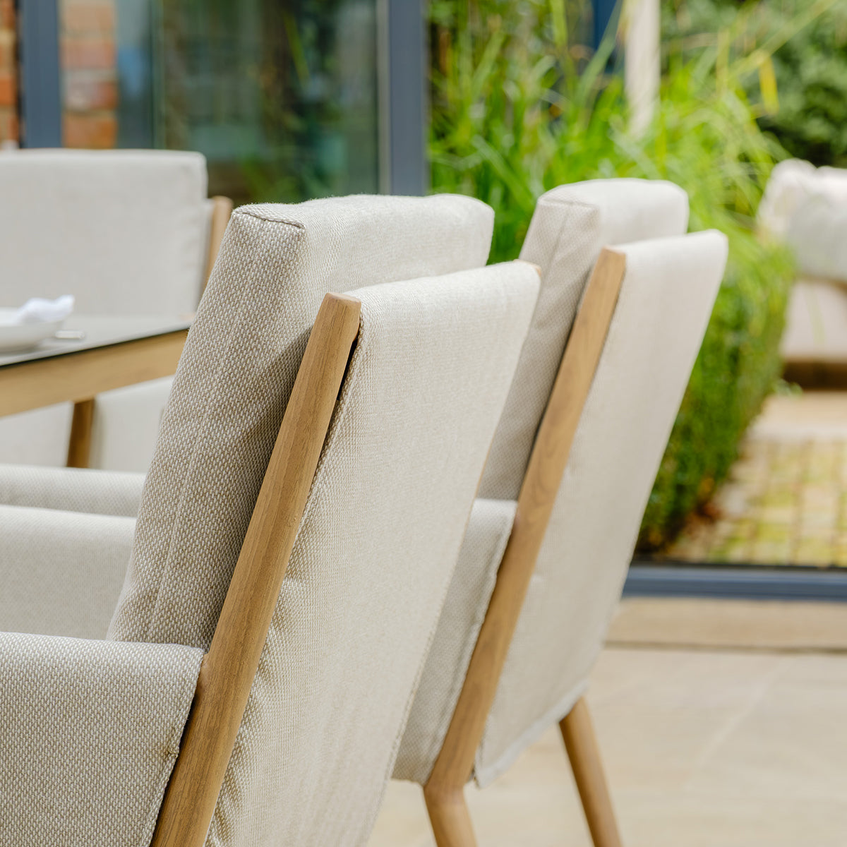 Maze Burford Furniture 6 Seat Aluminium Rectangular Dining Set - Almond Outdoor Garden