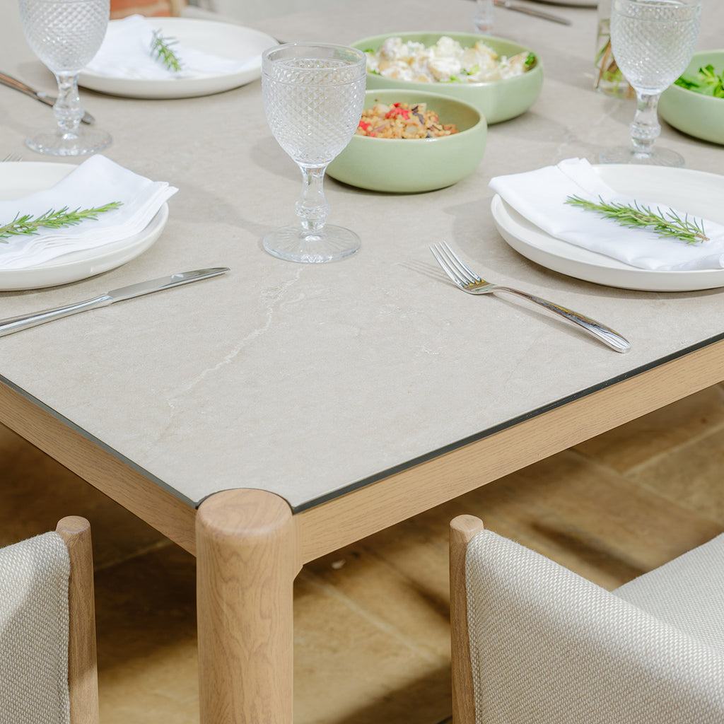 Maze Burford Furniture 6 Seat Aluminium Rectangular Dining Set - Almond Outdoor Garden