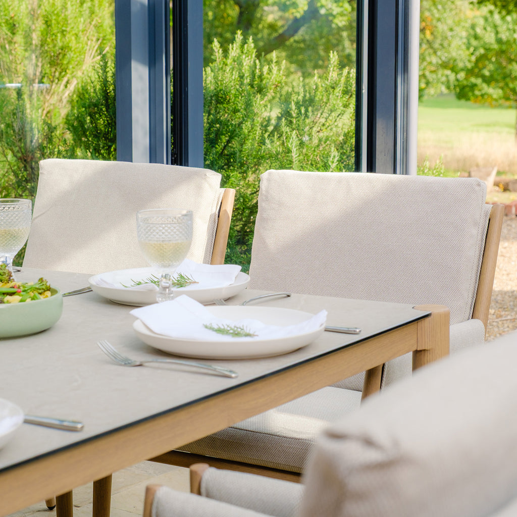 Maze Burford Furniture 8 Seat Aluminium Square Dining Set - Almond Outdoor Garden