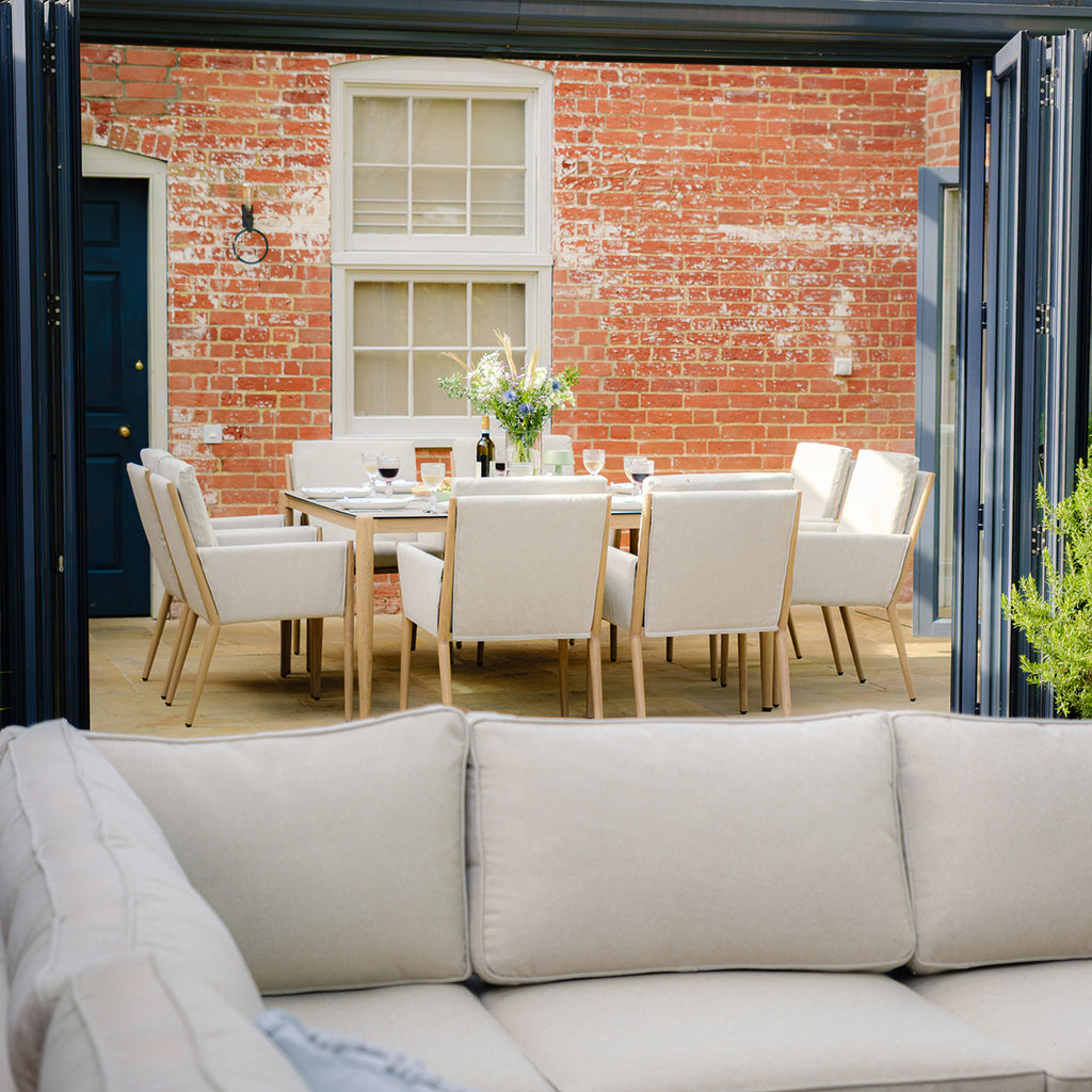Maze Burford Furniture 8 Seat Aluminium Square Dining Set - Almond Outdoor Garden