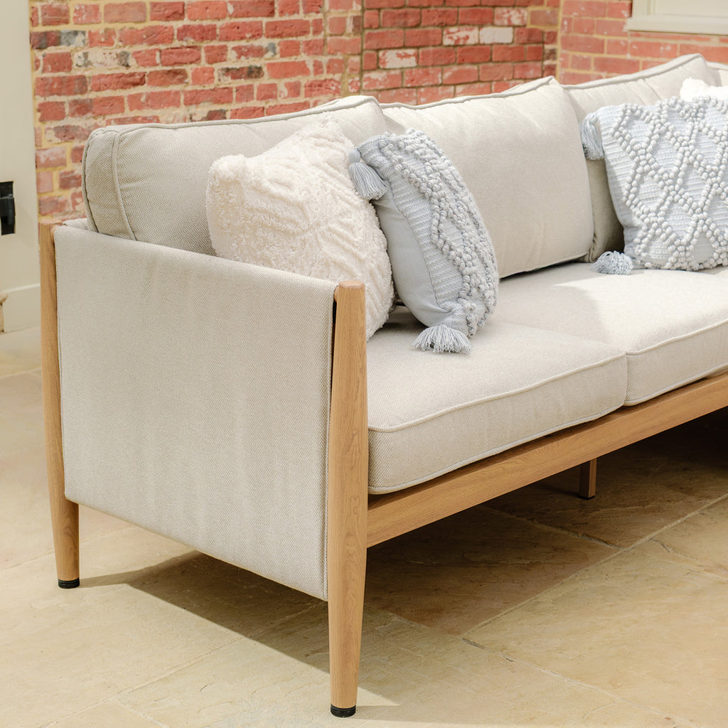 Maze Burford Furniture Small Aluminium Corner Dining Set with Square Rising Table - Almond Outdoor Garden