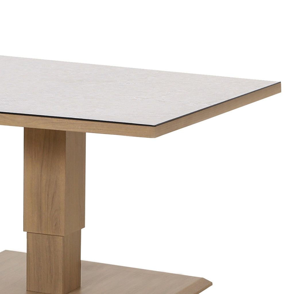 Maze Burford Furniture Small Aluminium Corner Dining Set with Square Rising Table - Almond Outdoor Garden
