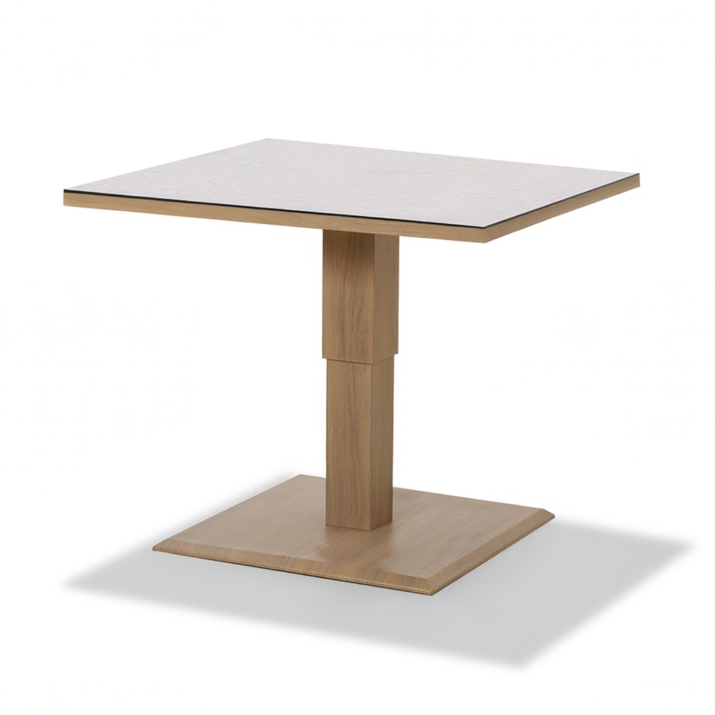 Maze Burford Furniture Small Aluminium Corner Dining Set with Square Rising Table - Almond Outdoor Garden
