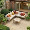 Maze Burford Furniture Small Aluminium Corner Sofa Set with Square Coffee Table - Almond Outdoor Garden