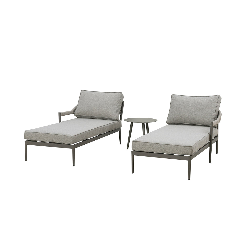 Maze - Florence Rope Weave Double Sunloungers with Round Coffee Table