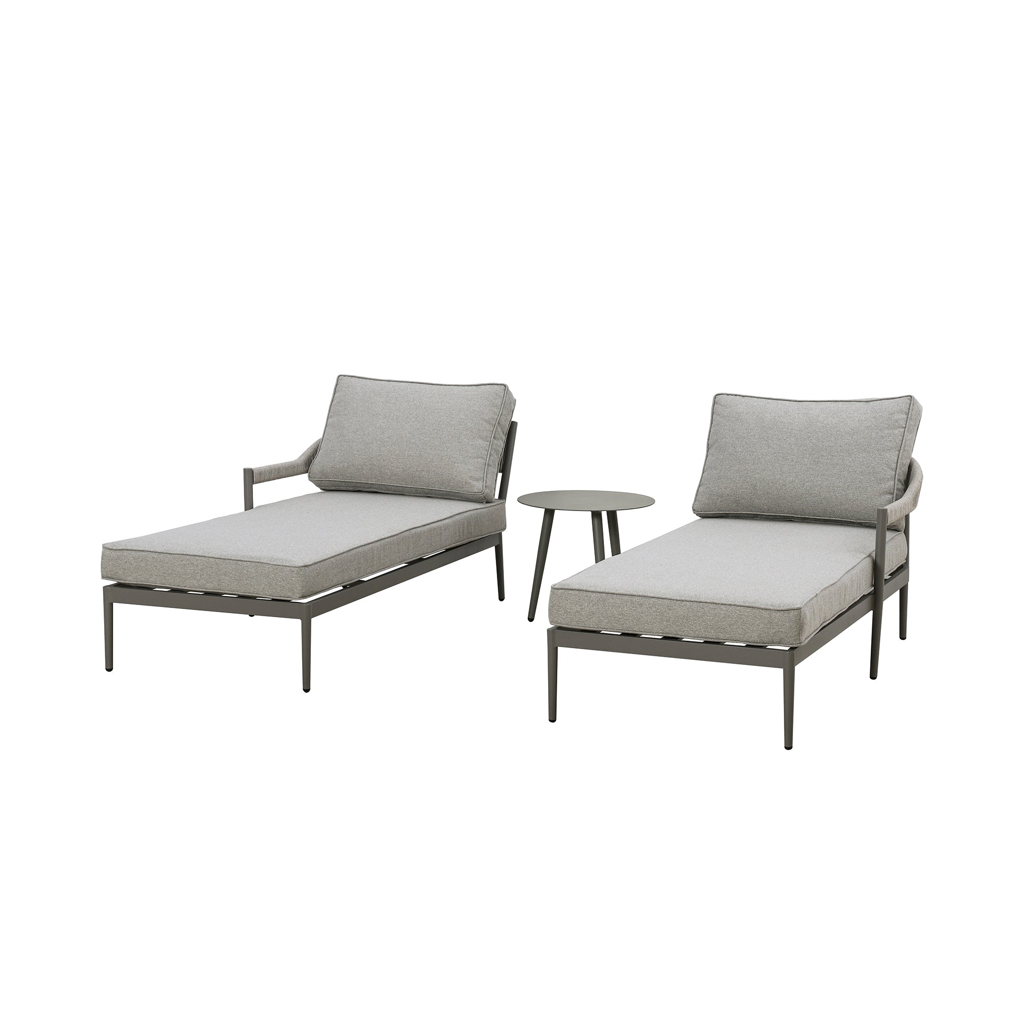 Maze - Florence Rope Weave Double Sunloungers with Round Coffee Table