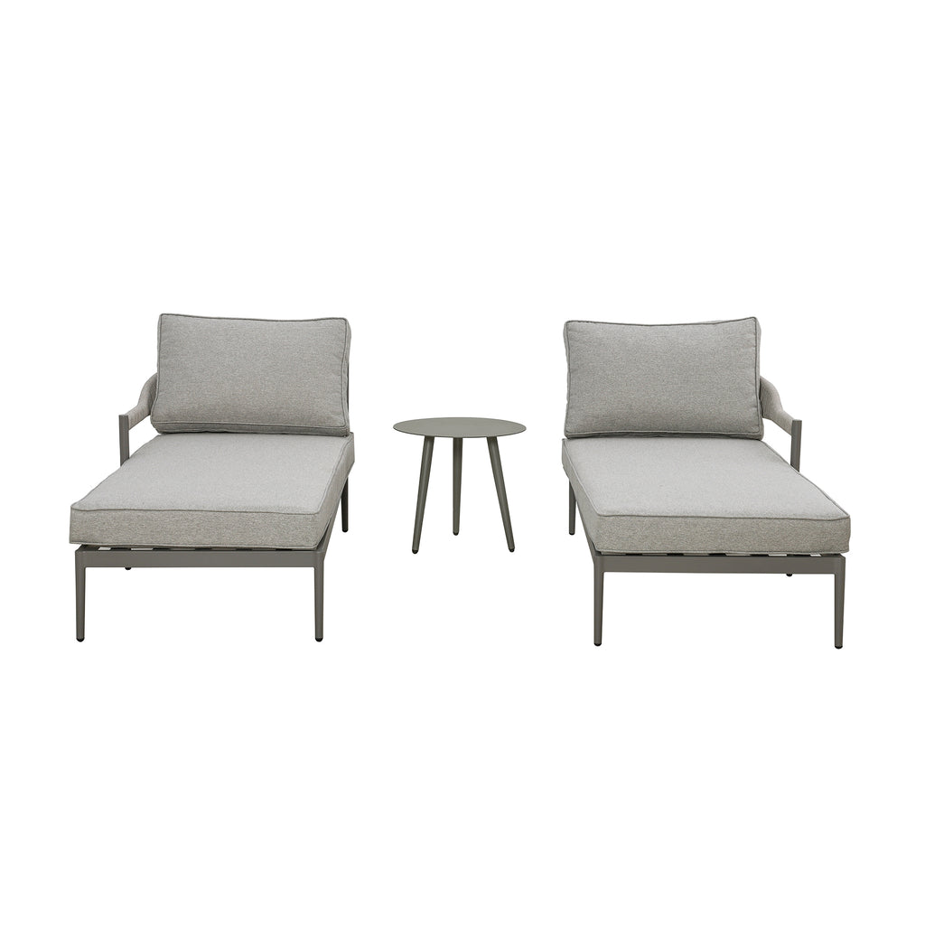 Maze - Florence Rope Weave Double Sunloungers with Round Coffee Table