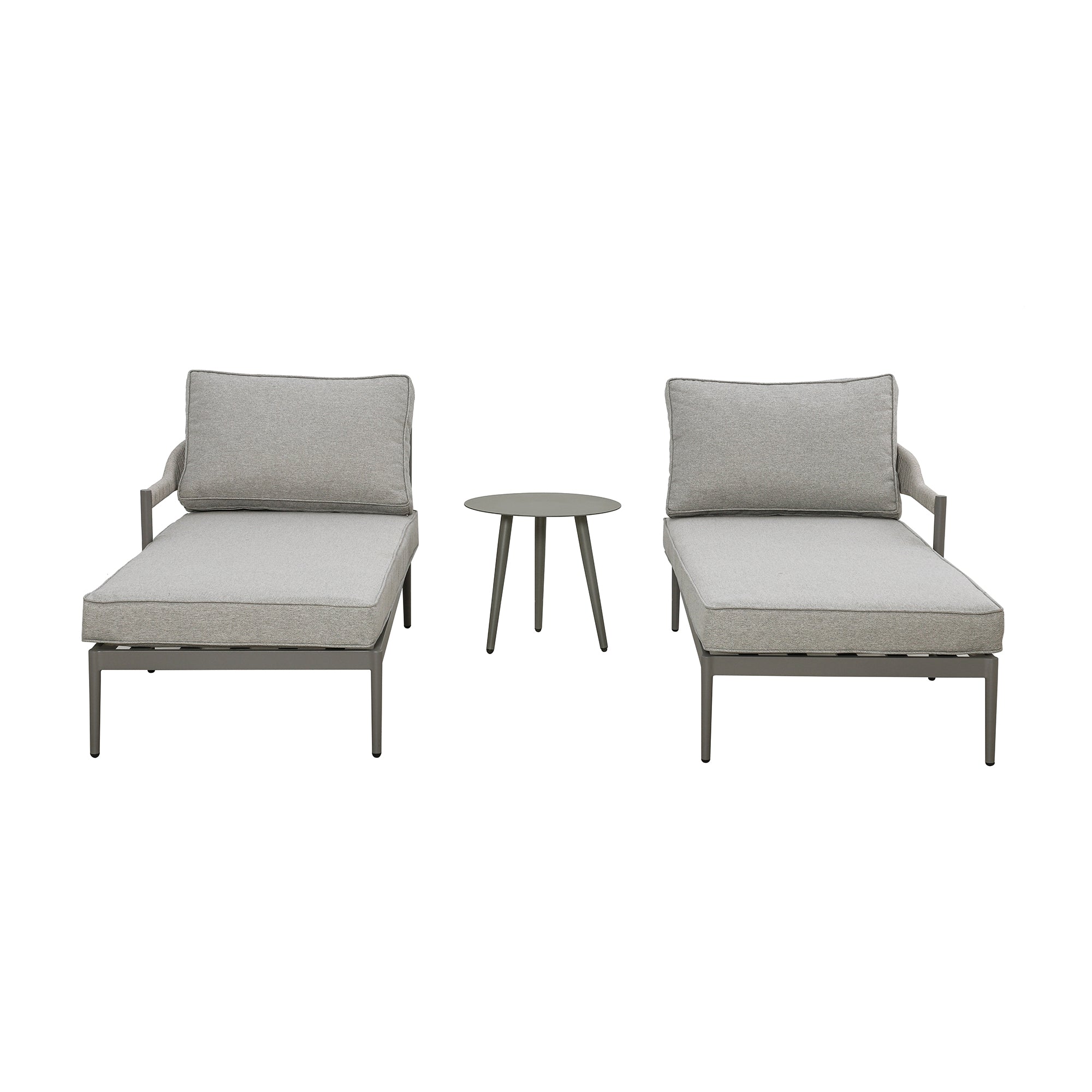 Maze - Florence Rope Weave Double Sunloungers with Round Coffee Table