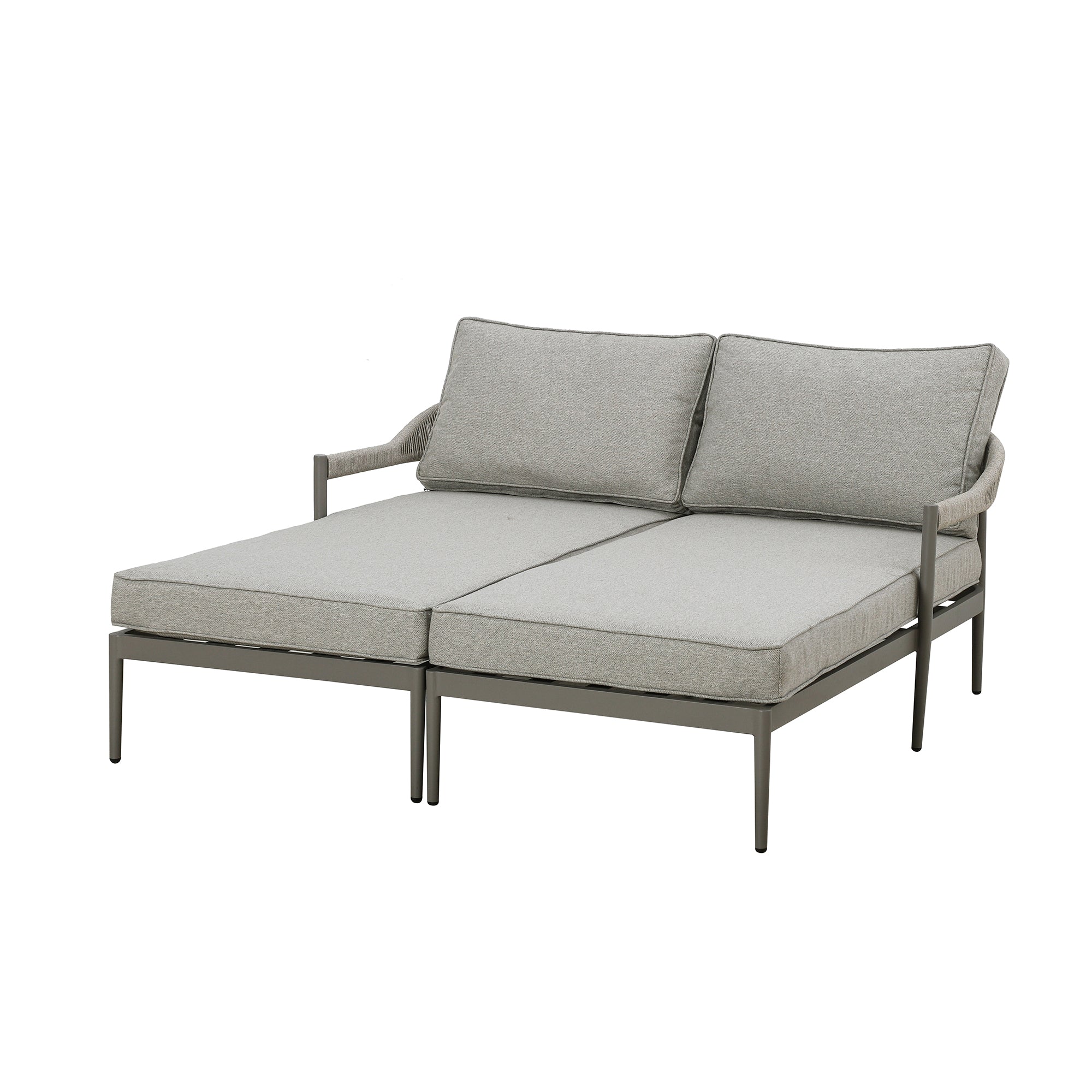 Maze - Florence Rope Weave Double Sunloungers with Round Coffee Table