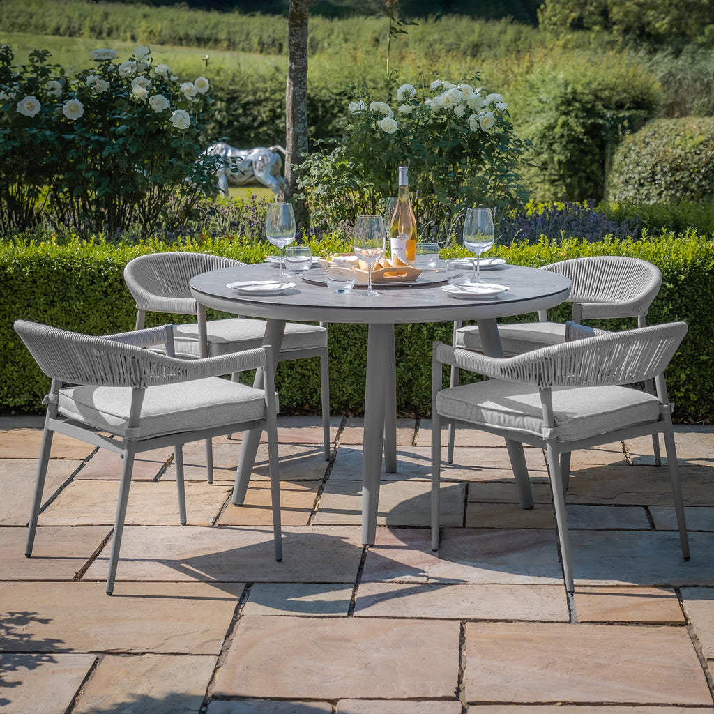 Maze - Florence Rope Weave 4 Seat Round Dining Set with Lazy Susan