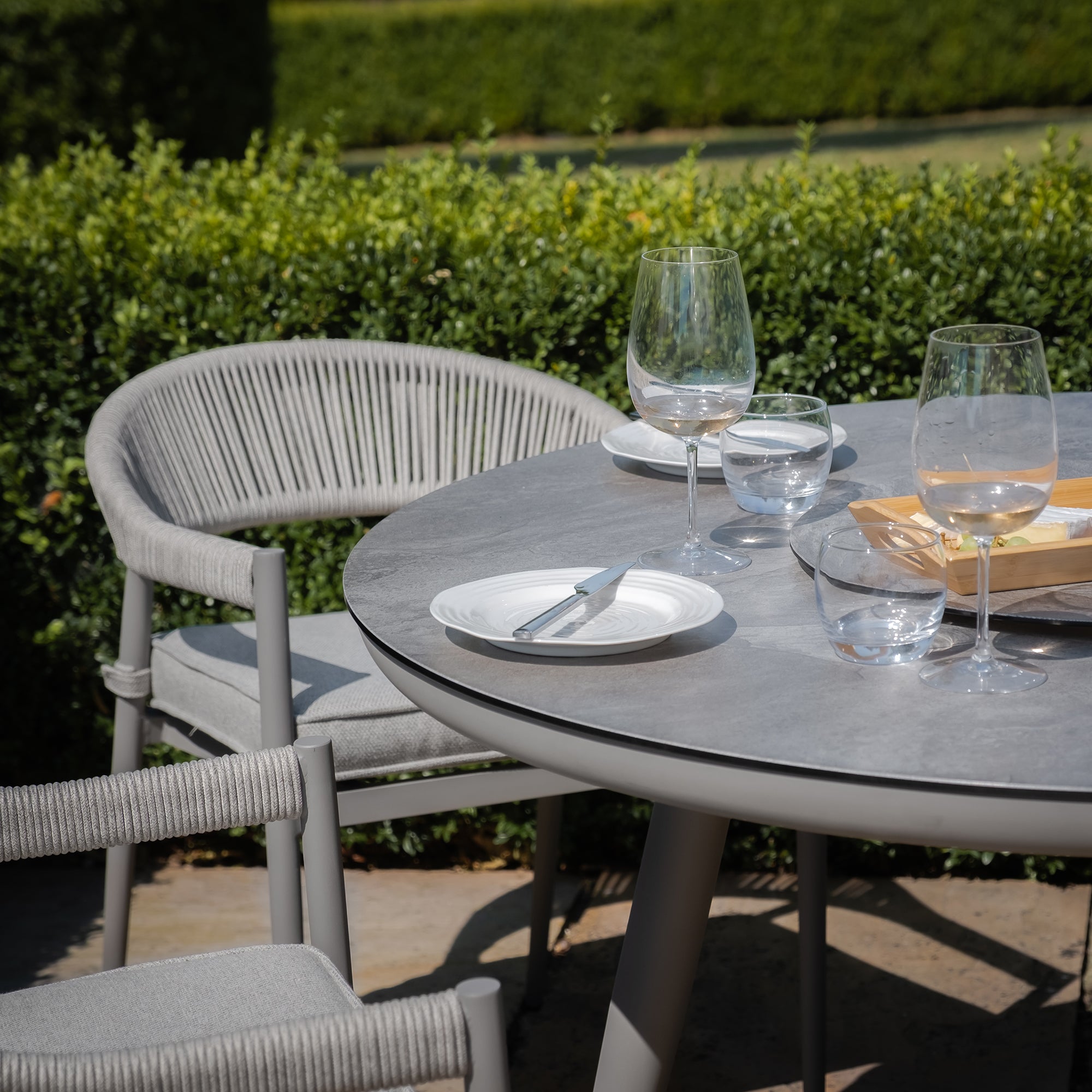 Maze - Florence Rope Weave 4 Seat Round Dining Set with Lazy Susan