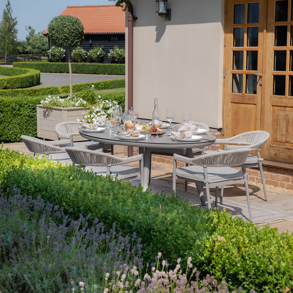 Maze - Florence Rope Weave 6 Seat Oval Dining Set with Lazy Susan