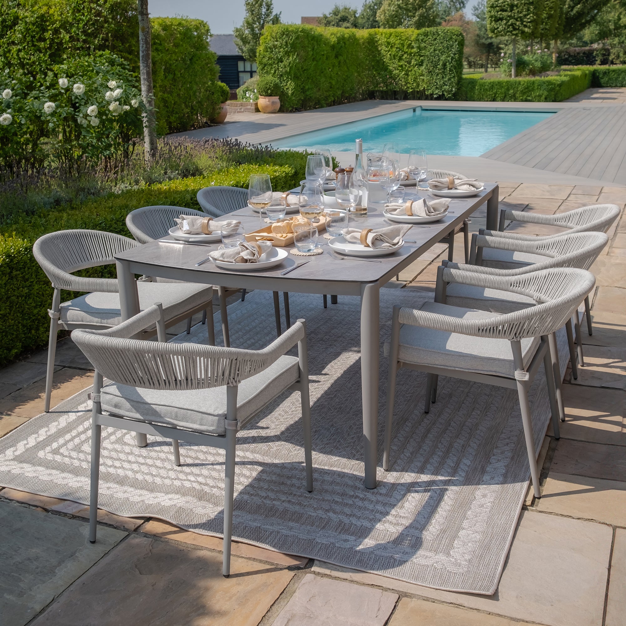 Maze - Florence Rope Weave 8 Seat Rectangular Dining Set