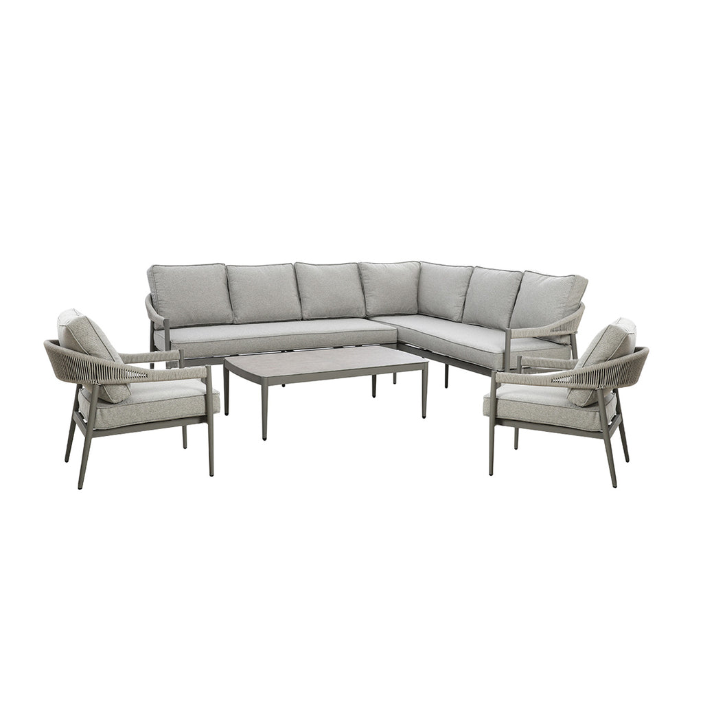 Maze - Florence Rope Weave Large Corner Sofa Set with Rectangular Coffee Table & 2 Armchairs