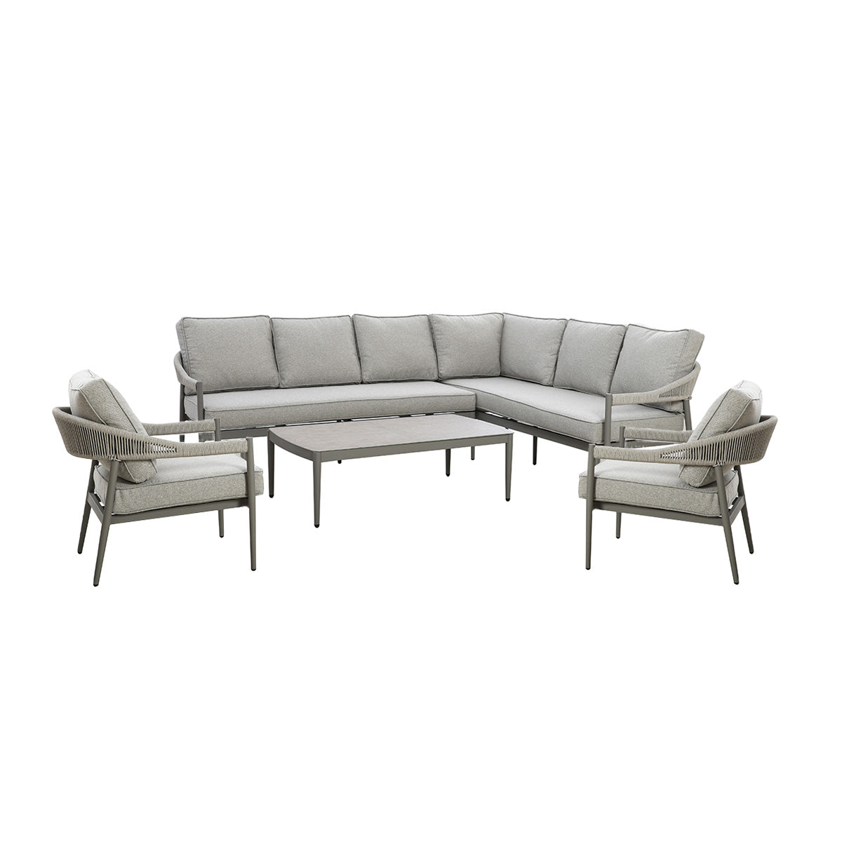 Maze - Florence Rope Weave Large Corner Sofa Set with Rectangular Coffee Table & 2 Armchairs