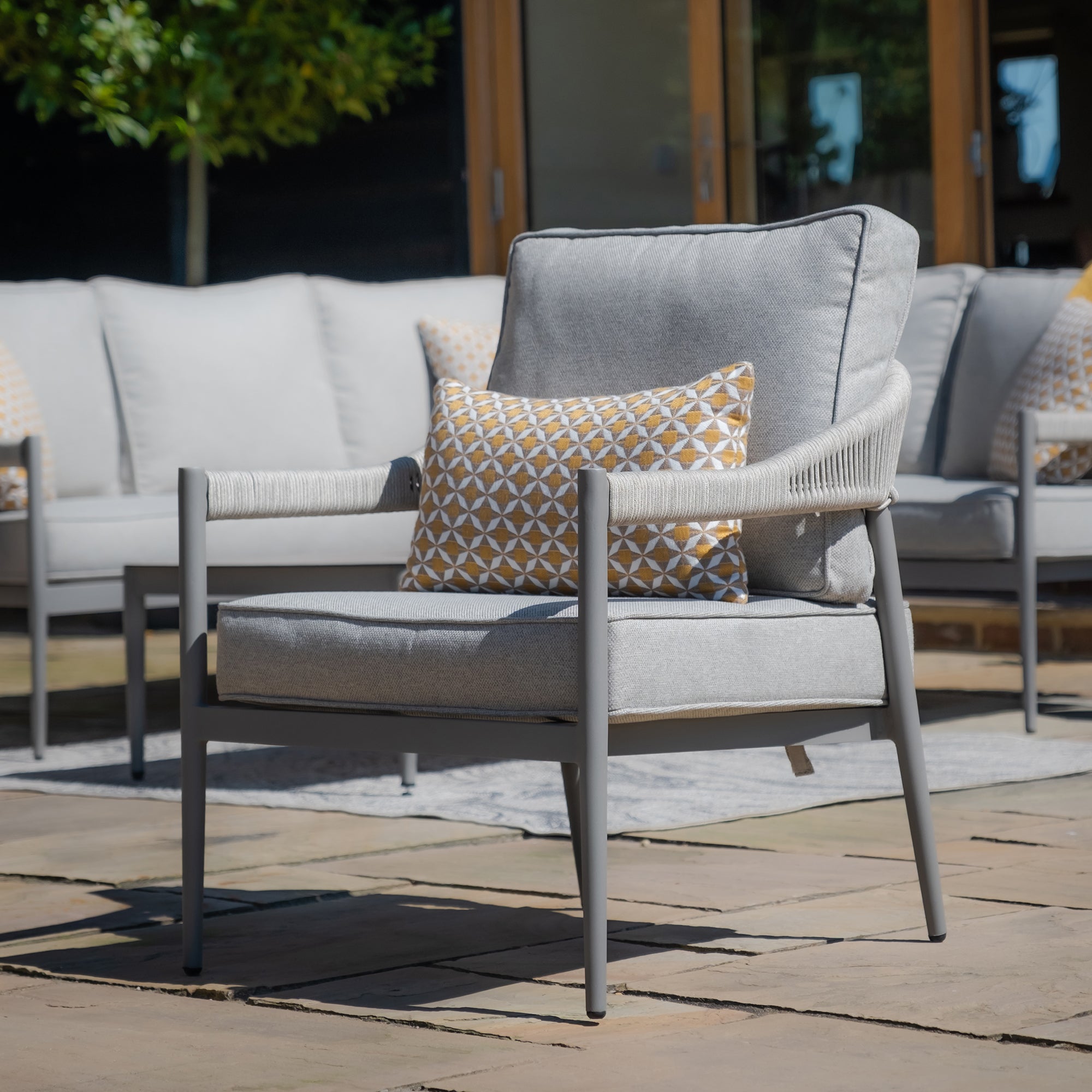 Maze - Florence Rope Weave Large Corner Sofa Set with Rectangular Coffee Table & Armchair