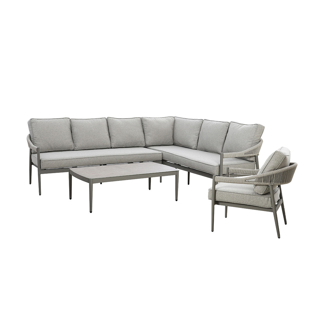 Maze - Florence Rope Weave Large Corner Sofa Set with Rectangular Coffee Table & Armchair