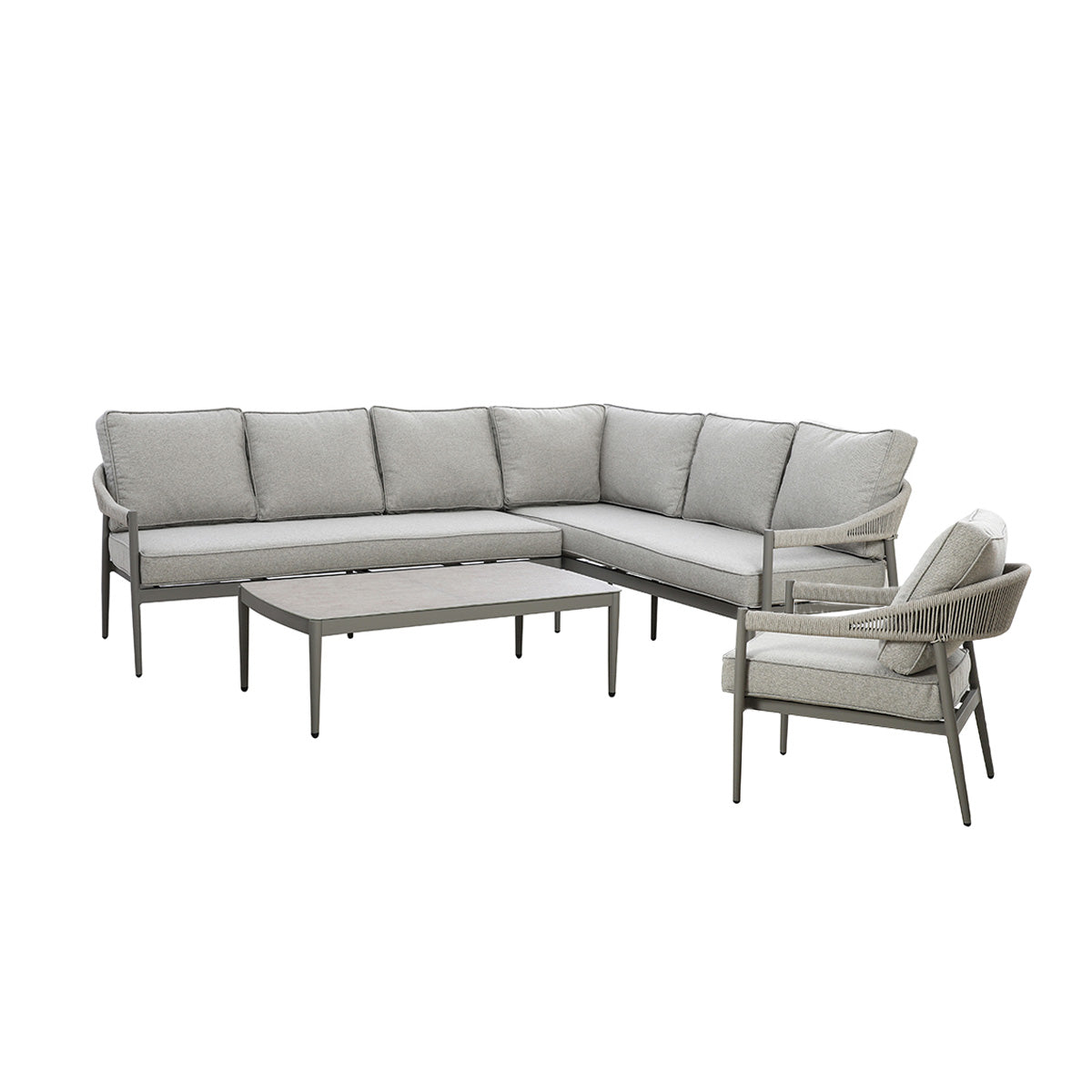 Maze - Florence Rope Weave Large Corner Sofa Set with Rectangular Coffee Table & Armchair