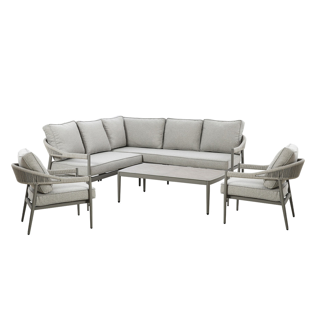 Maze - Florence Rope Weave Small Corner Sofa Set with Rectangular Coffee Table & 2 Armchairs