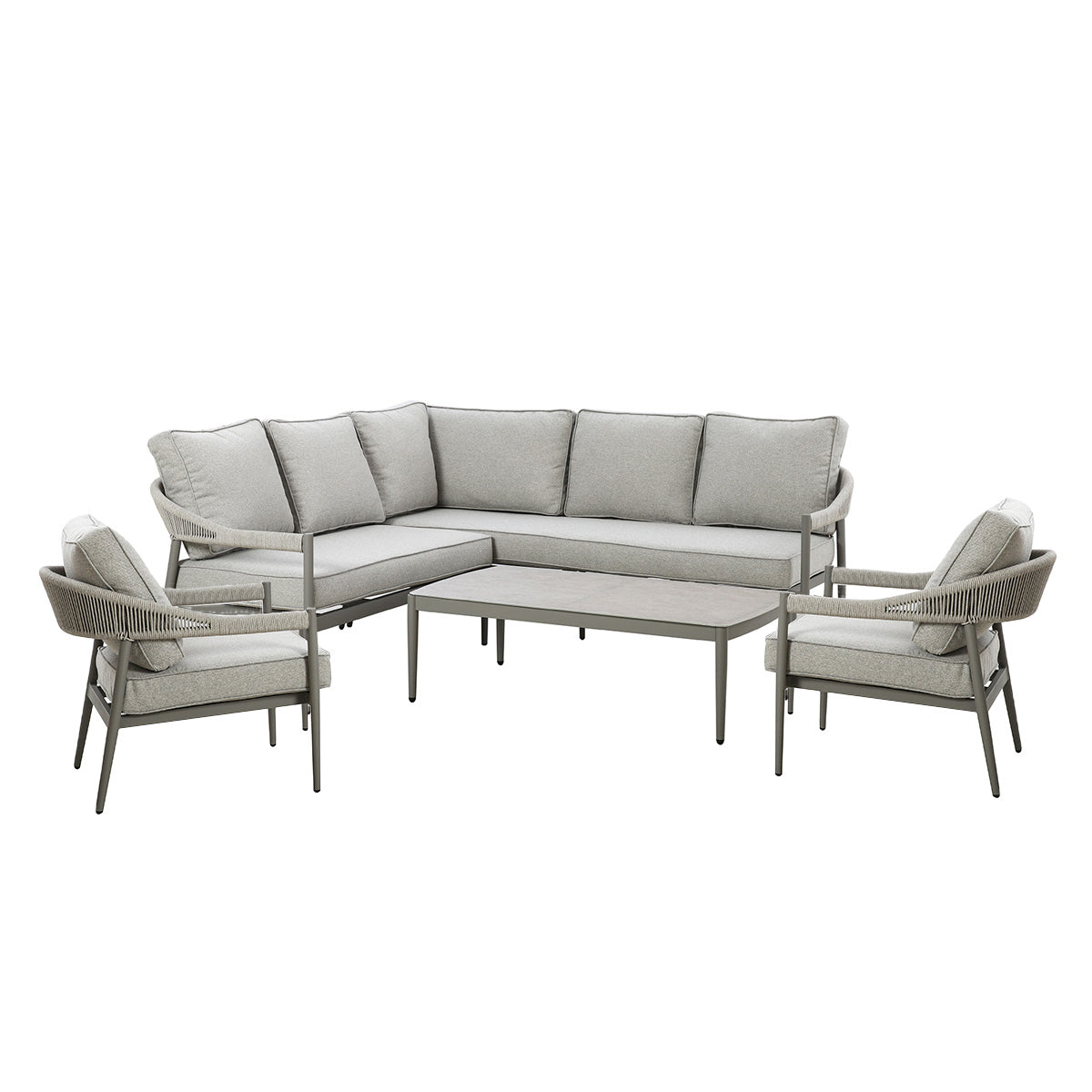 Maze - Florence Rope Weave Small Corner Sofa Set with Rectangular Coffee Table & 2 Armchairs