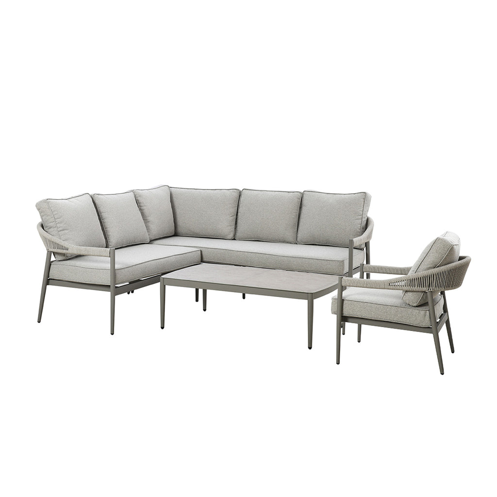 Maze - Florence Rope Weave Small Corner Sofa Set with Rectangular Coffee Table & Armchair