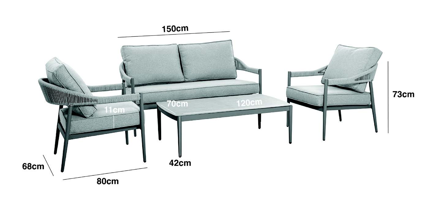 Maze - Florence Rope Weave 2 Seat Sofa Set with Rectangular Coffee Table