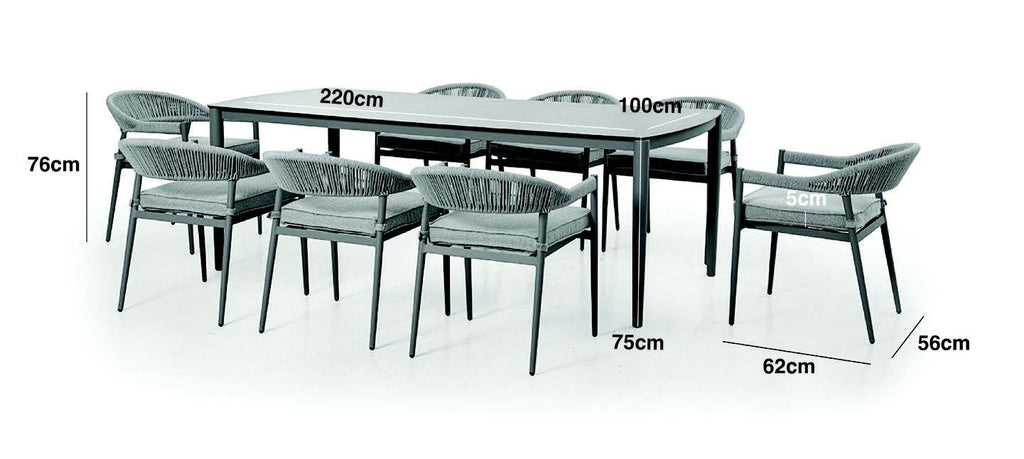 Maze - Florence Rope Weave 8 Seat Rectangular Dining Set