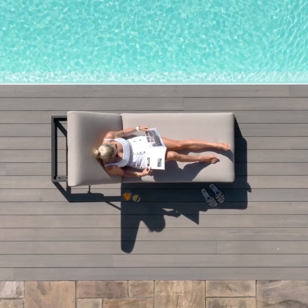 Maze - Outdoor Fabric Allure Sunlounger - Oatmeal